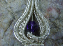 Silver-Plated Wire-Wrapped Pendant - Deep Purple Swarovski Crystal Bicone