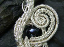 Silver-Plated Wire-Wrapped Pendant – Dark Red Faceted Glass Bead
