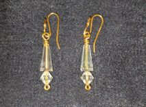 Silver-Plated Wire-Wrapped Earrings - Clear Beads