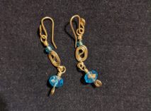 Silver-Plated Wire-Wrapped Earrings - Faceted Aqua Rondelle Bead